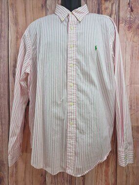 Ralph Lauren Mens Classic Fit Pink Striped Shirt Size XXL